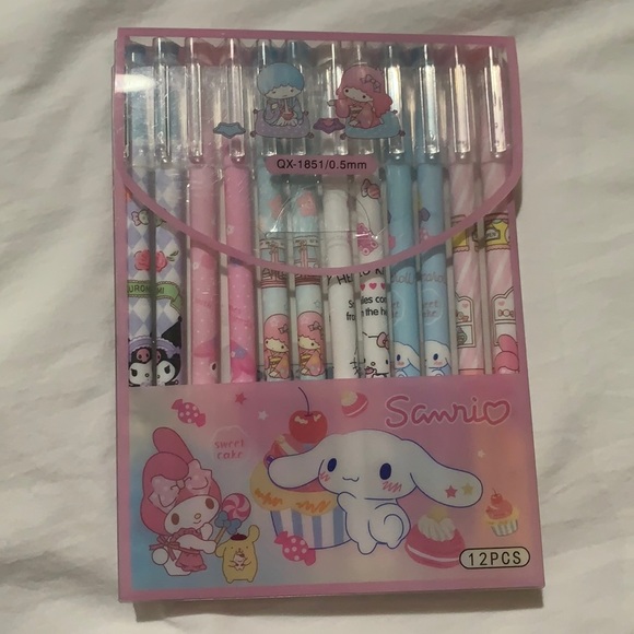 Sanrio Other - Set of 12 Sanrio Black Ink Pens in a Plastic Carrying Case